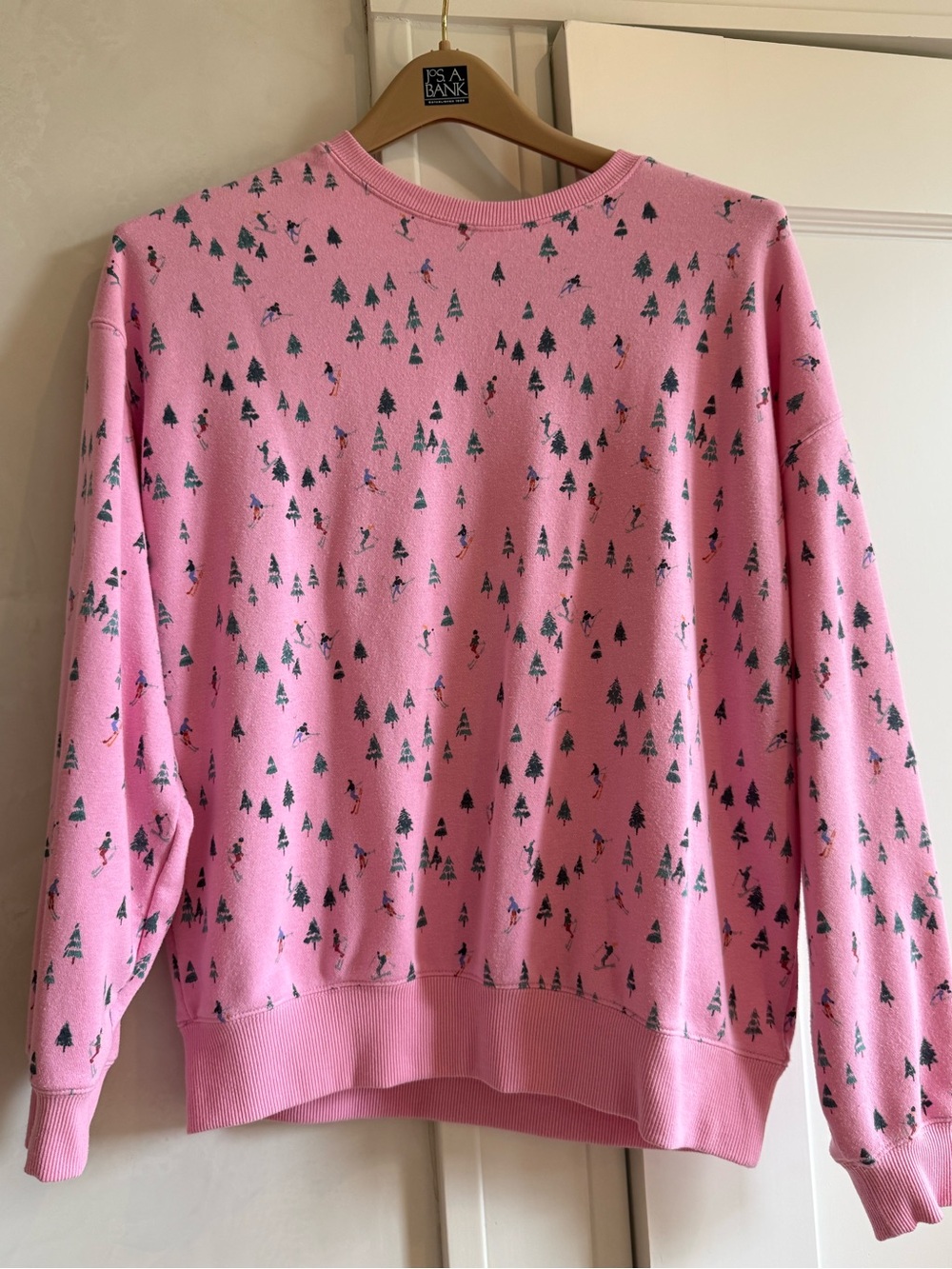 Beach Riot Pink Crewneck Sweater with Ski Tree Motif
